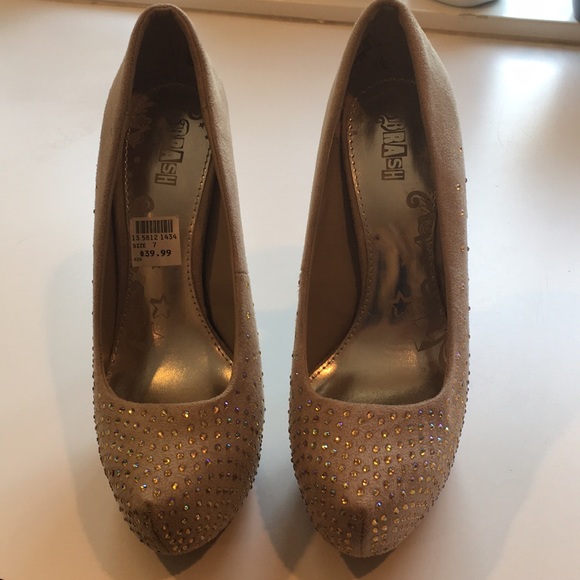 Dressy Brash Platform Heels with jewels - Size 7 - Picture 2 of 8